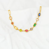 MoodStan stainless steel necklace - golden colorful chic fashion jewelry for women - anti-tarnish multi-stone crystals