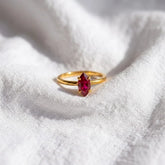 Geometric Gold Zircon Inset Statement Ring