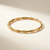 Golden Bamboo Sculpted Bangle Bracelet
