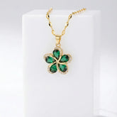 Snowflake Green Flower Pendant
