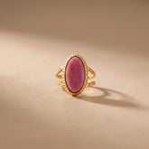 Oval Red Vein Statement Cocktail Ring
