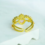 Gemstone Heart Ring with Floral Design | MoodStan Rings