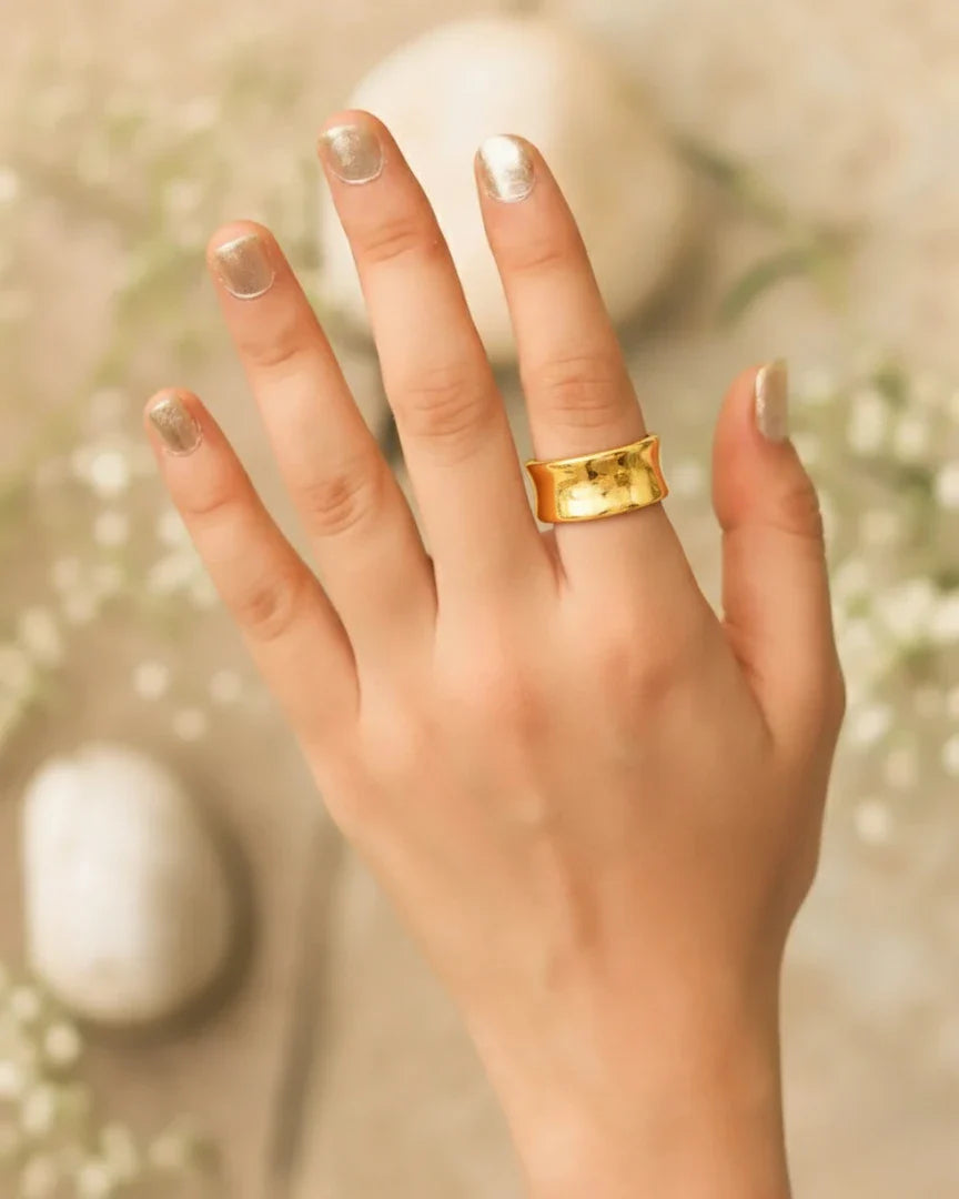 Chic Golden Adjustable Stainless Steel Ring for Women