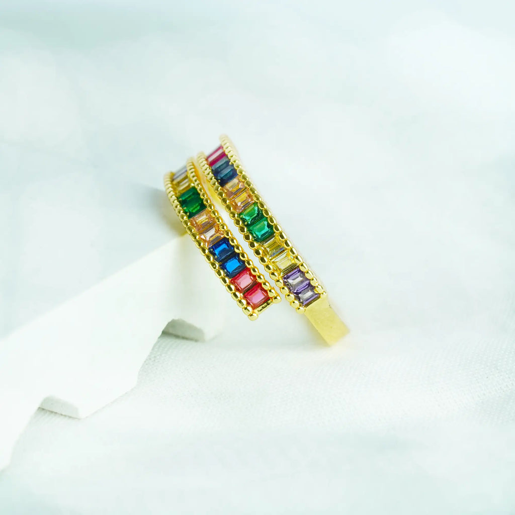 Chroma Arc Rainbow Ring – Waterproof & Anti-Tarnish Elegance
