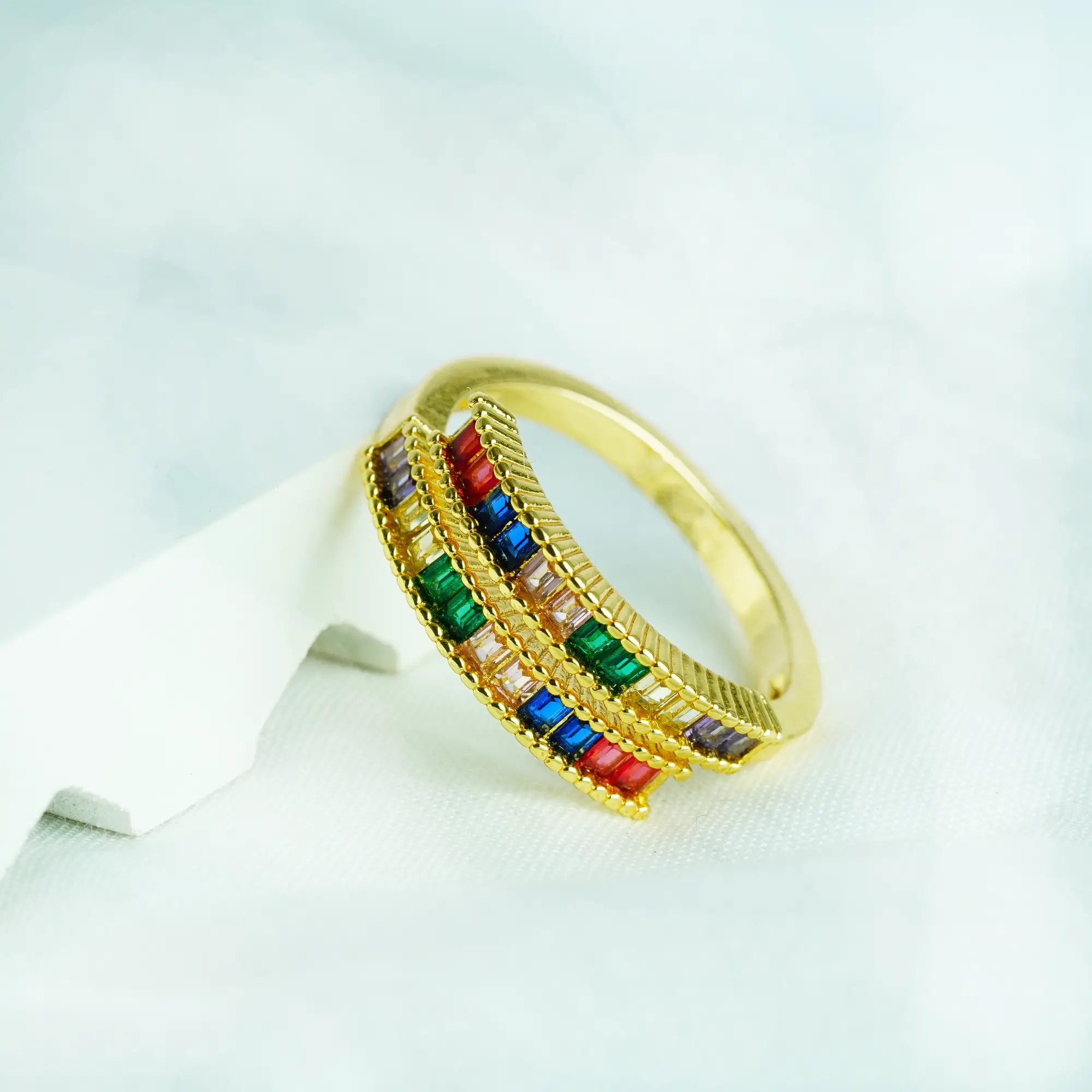 Chroma Arc Rainbow Ring – Waterproof & Anti-Tarnish Elegance
