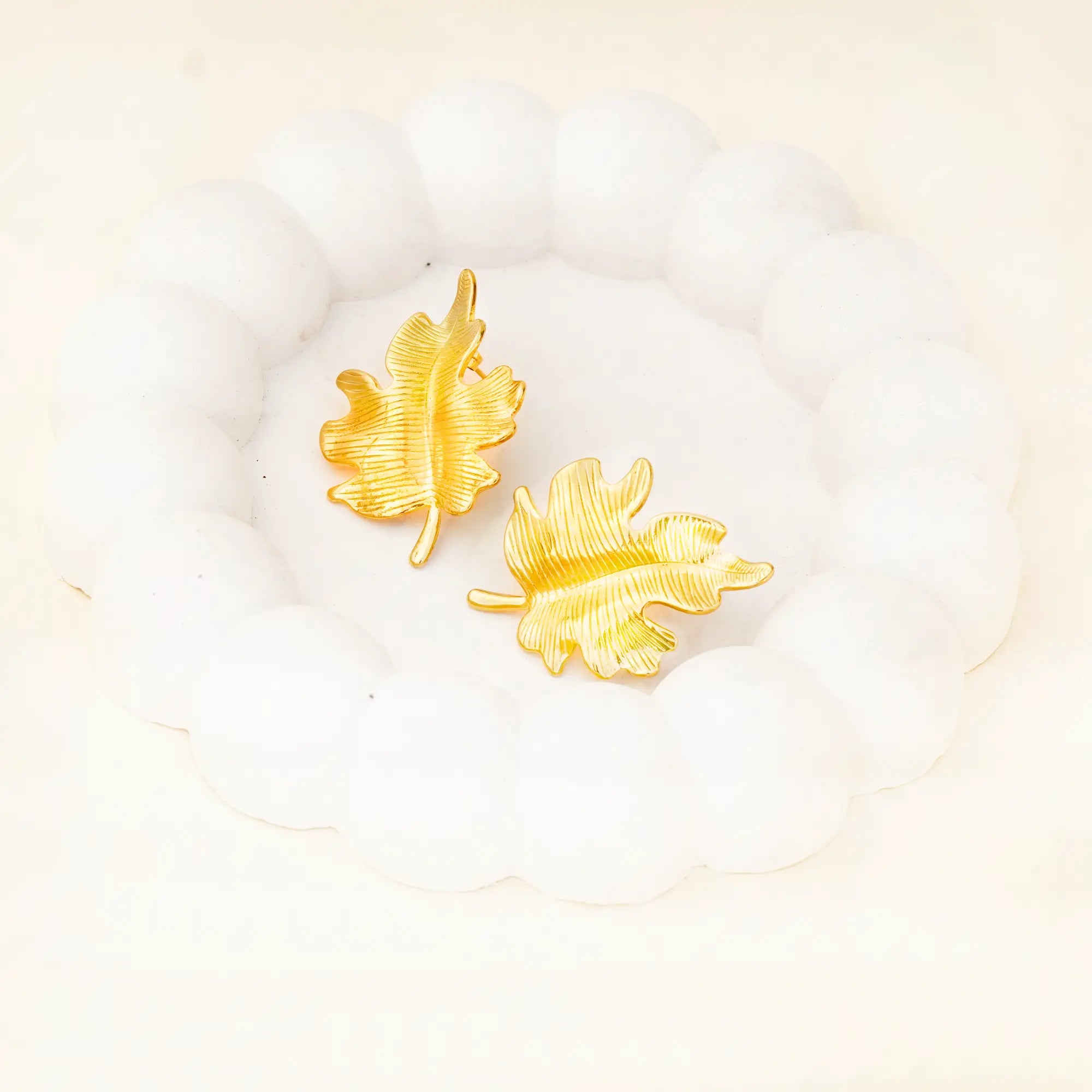 Golden Leaf Non-Tarnish Stainless Steel Earrings - Elegant & Durable Daily Wear