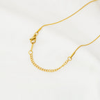 Gold chain necklace on a white background