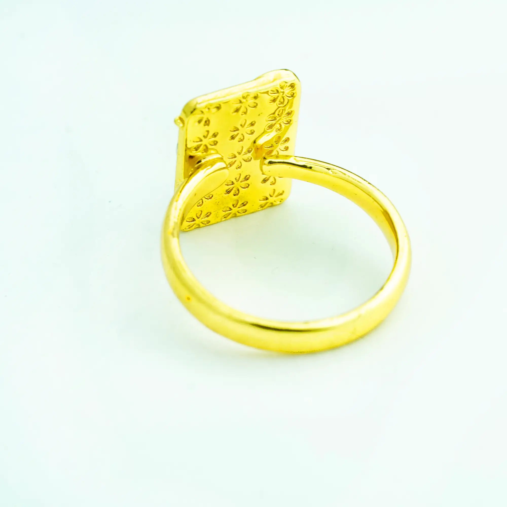 Floral Enamel Pearl Statement Ring Gold Finish | MoodStan Rings