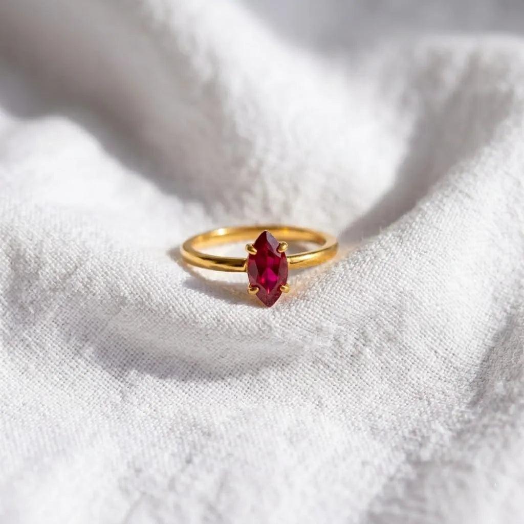 Geometric Gold Zircon Inset Statement Ring