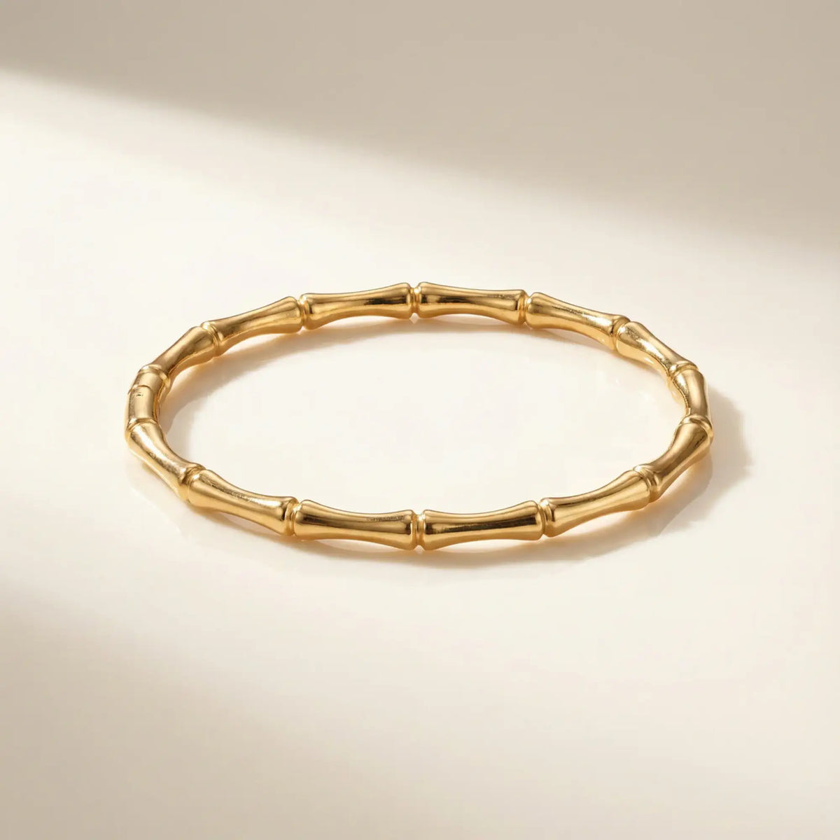 Golden Bamboo Sculpted Bangle Bracelet
