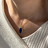 Lapis Lazuli Oval Jewelry Set: Pendant Necklace & Ring Combo