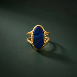 Lapis Lazuli Oval Jewelry Set: Pendant Necklace & Ring Combo