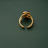 Lapis Lazuli Oval Jewelry Set: Pendant Necklace & Ring Combo