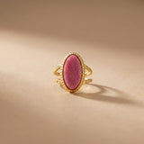 Red Vein Natural Gemstone Jewelry Set - Ring & Pendant Combo