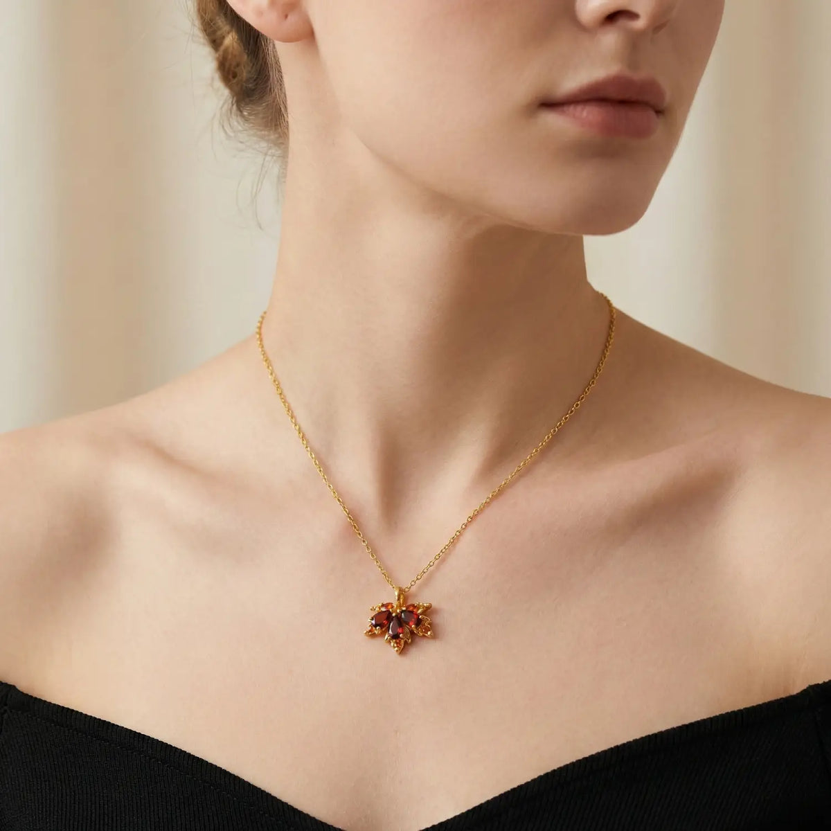 Red Maple Leaf Pendant Necklace