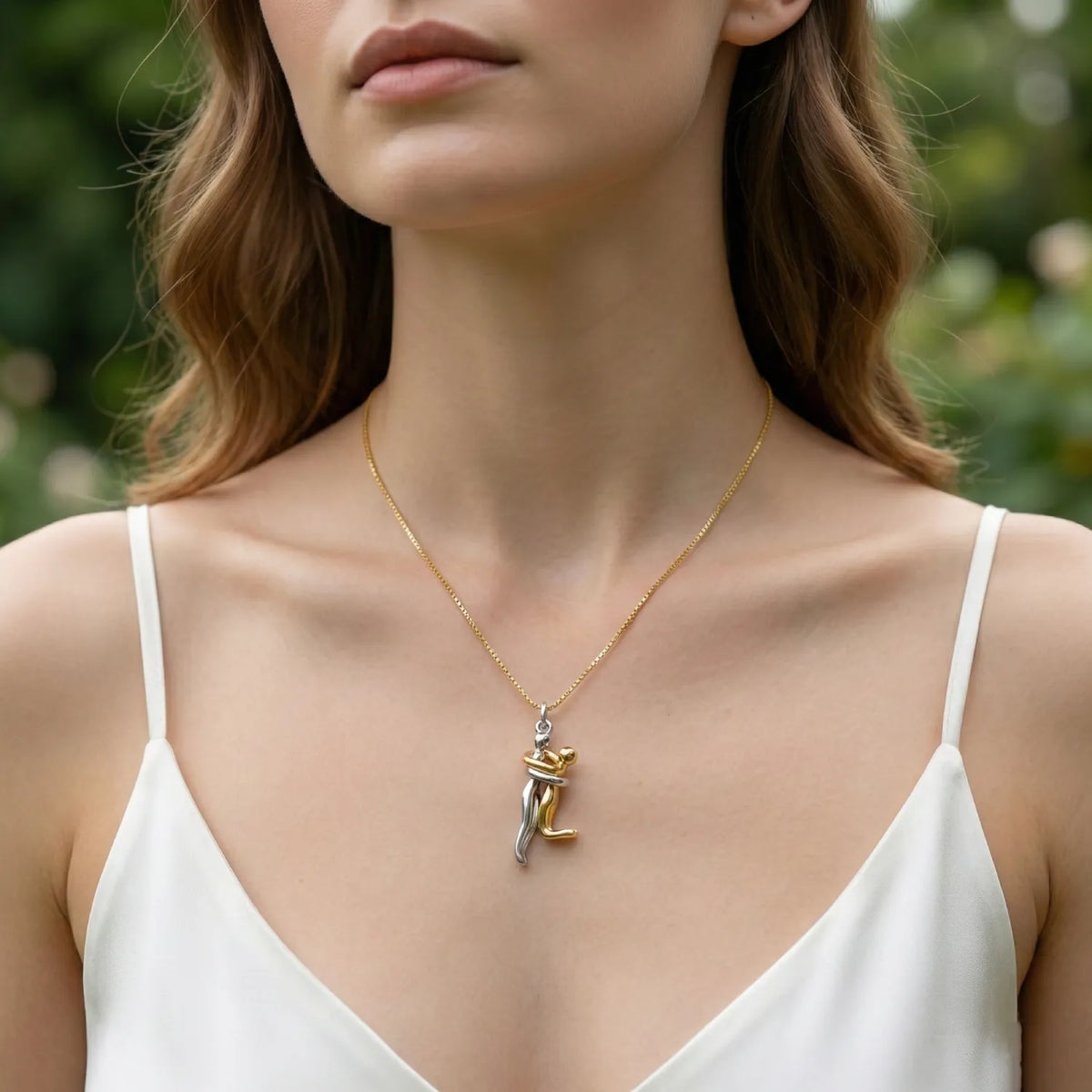 Two-Tone Eternal Hug Gold Pendant Necklace